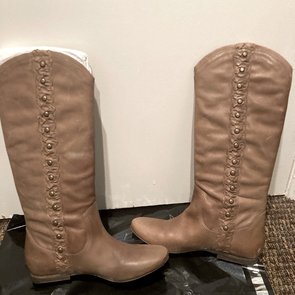 New Mia Limited Edition Lea Mushroom Leather Knee High Boots
